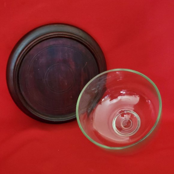 Glass Dome and Wooden Cheese Platter Butter Dish - Picture 10 of 11